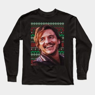 Nicolas Cage Pedro Pascal Meme - Ugly Xmas Part 2 Long Sleeve T-Shirt